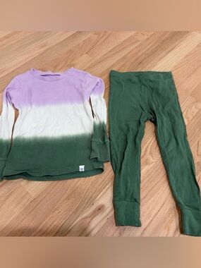The Honest Company Kids Green & Lilac Dip-Dye Long Sleeve Pajama Set